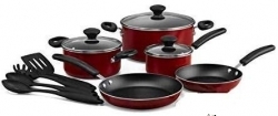 12-Piece Non-Stick Cookware Set Red/Black set