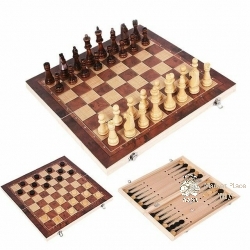 3 in 1 Chess Set Wooden